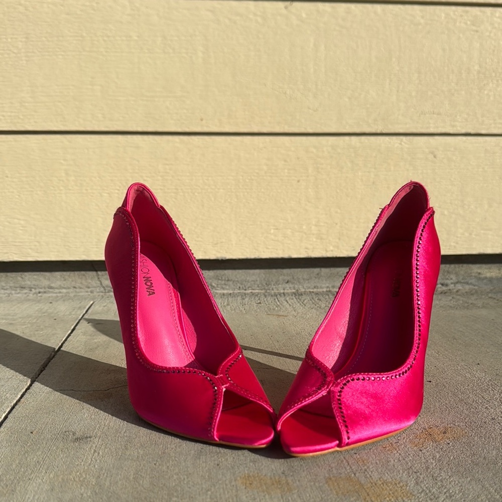 Vera Wang Pink Velvet Stiletto Heels